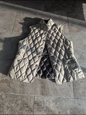 Eddie Bauer Quilted Beige Diamond-Pattern Vest